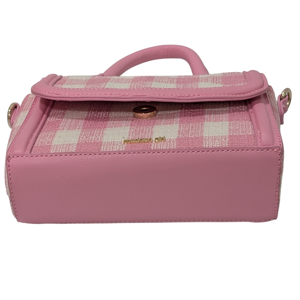 Madden Girl Pink and Cream Checkered Mini Bag with detatchable shoulder strap - Picture 2 of 4